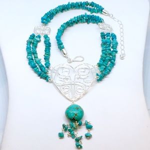 Jay King Sterling Silver & Turquoise Heart Necklac